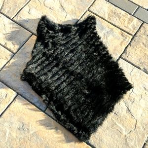 Natural rabbit poncho one size small black